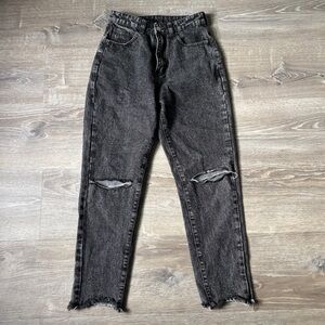 SHEIN Black High Rise Distressed Jeans